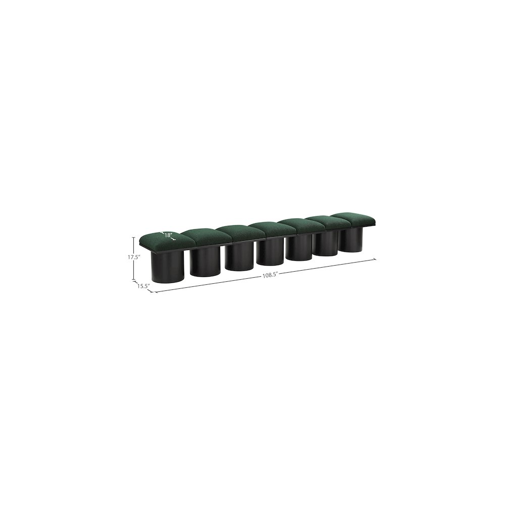 Pavilion Green Boucle Fabric Bench. Picture 5