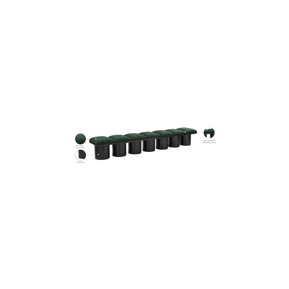 Pavilion Green Boucle Fabric Bench. Picture 6