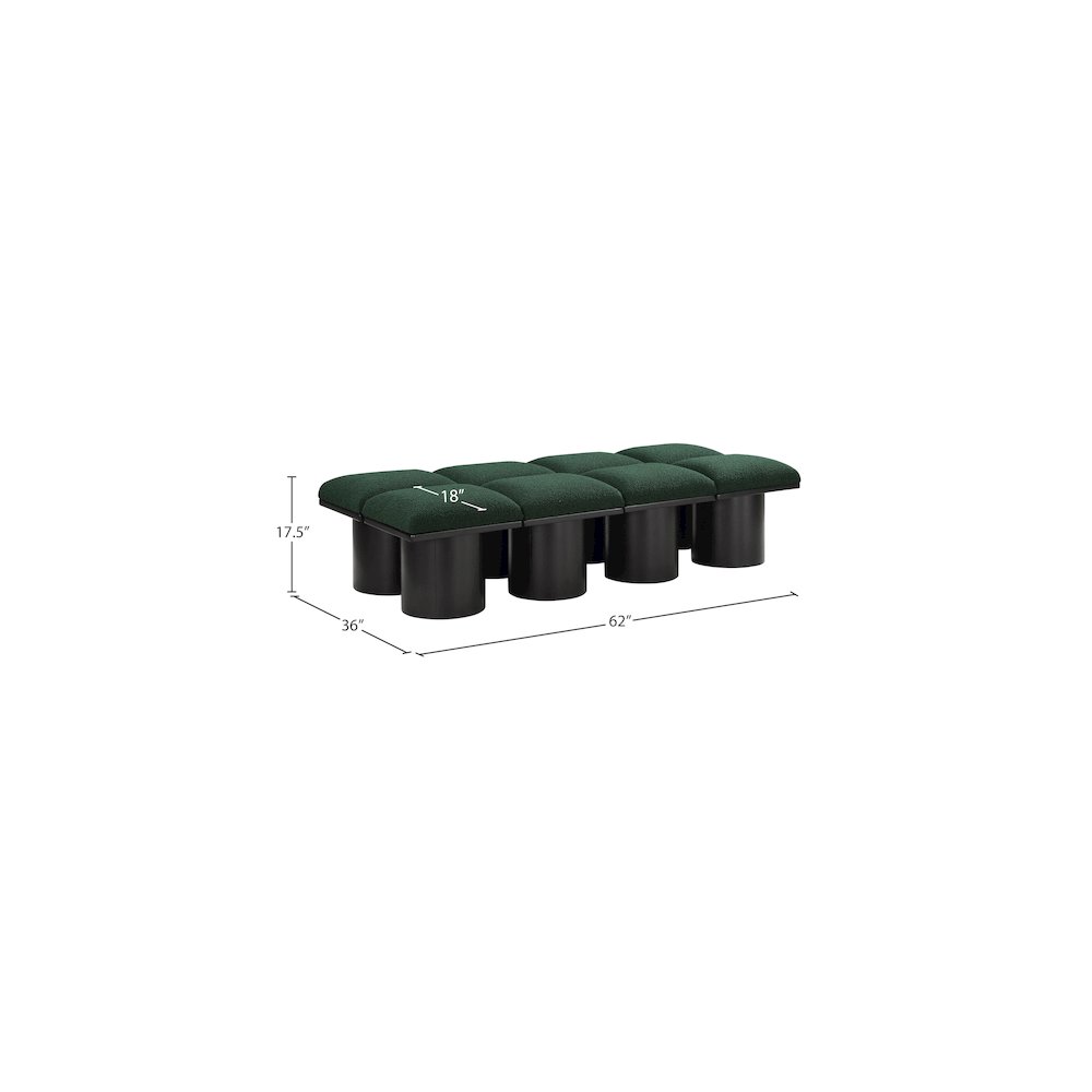 Pavilion Green Boucle Fabric Bench. Picture 5