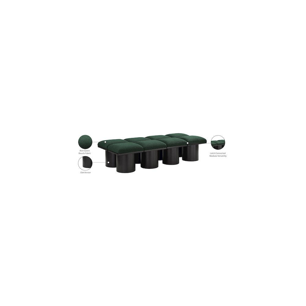 Pavilion Green Boucle Fabric Bench. Picture 6
