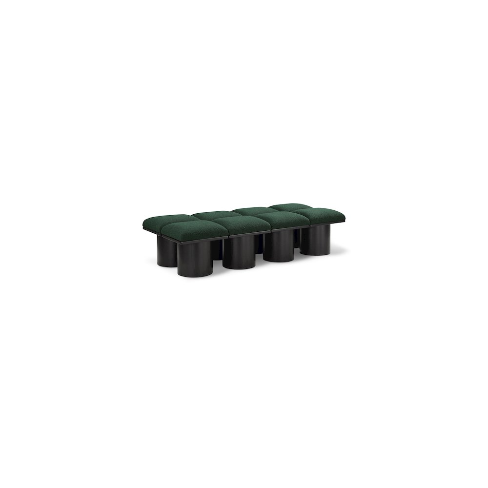 Pavilion Green Boucle Fabric Bench. Picture 1