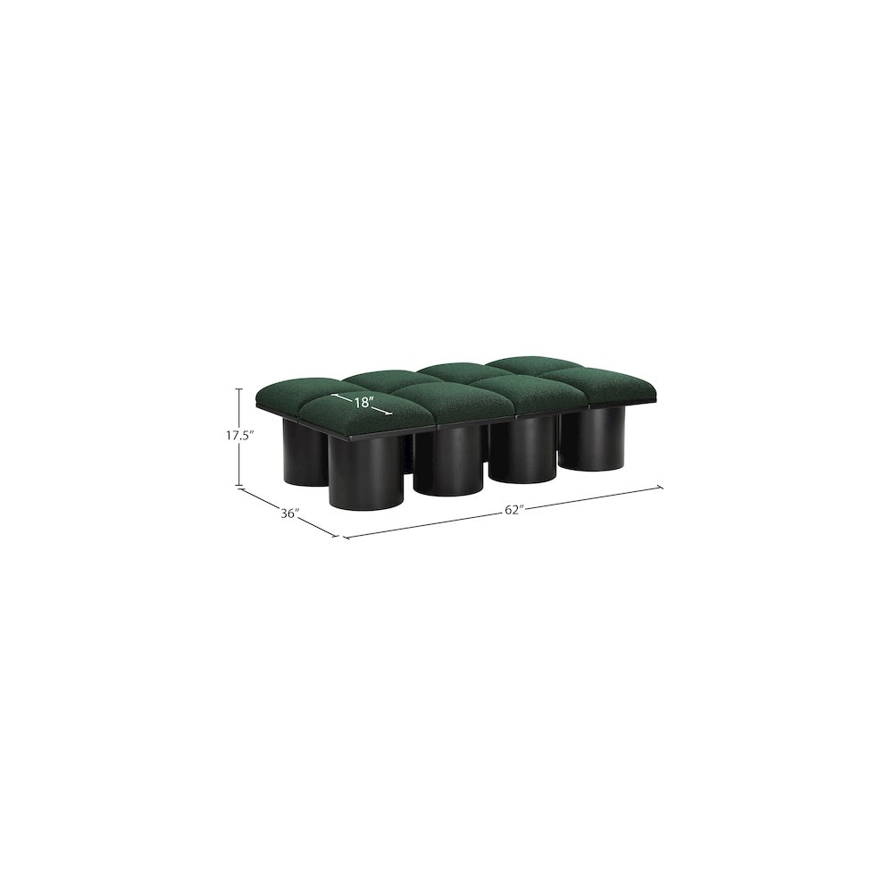 Pavilion Green Boucle Fabric Bench. Picture 6