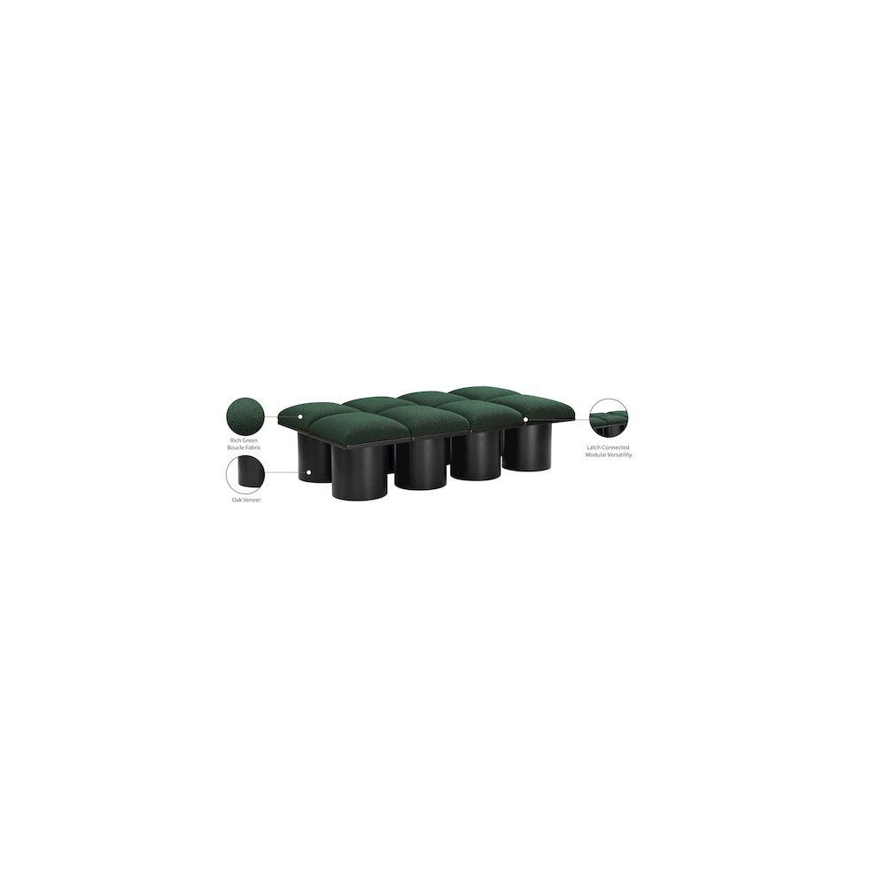 Pavilion Green Boucle Fabric Bench. Picture 7