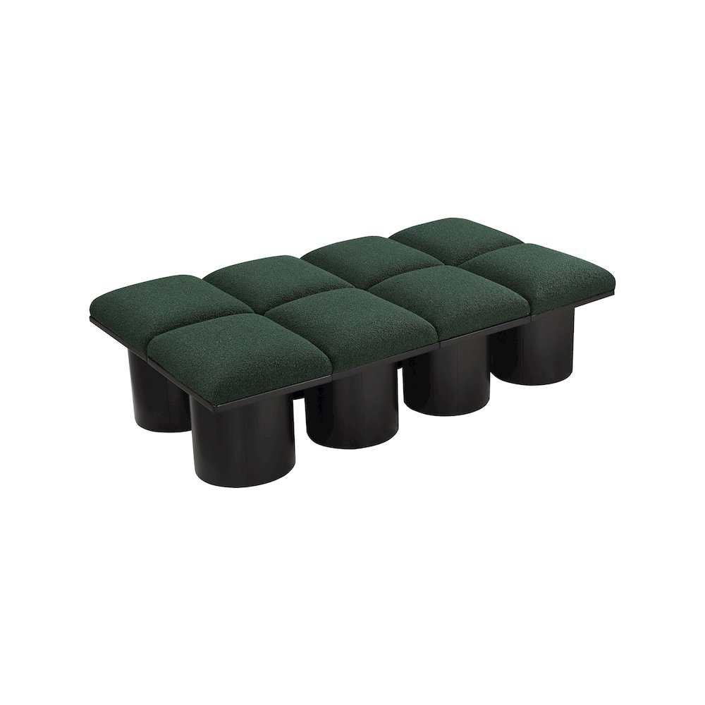 Pavilion Green Boucle Fabric Bench. Picture 4