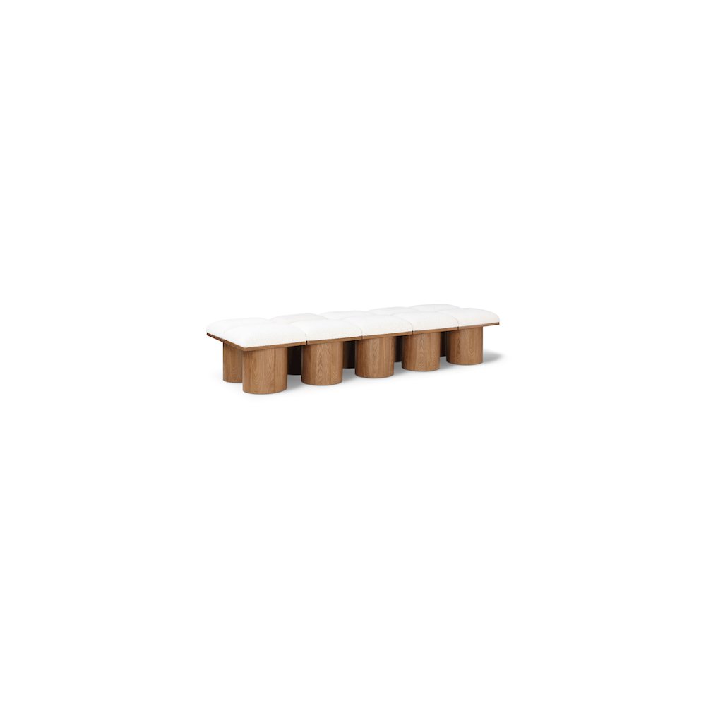 Pavilion Cream Boucle Fabric Bench. Picture 1