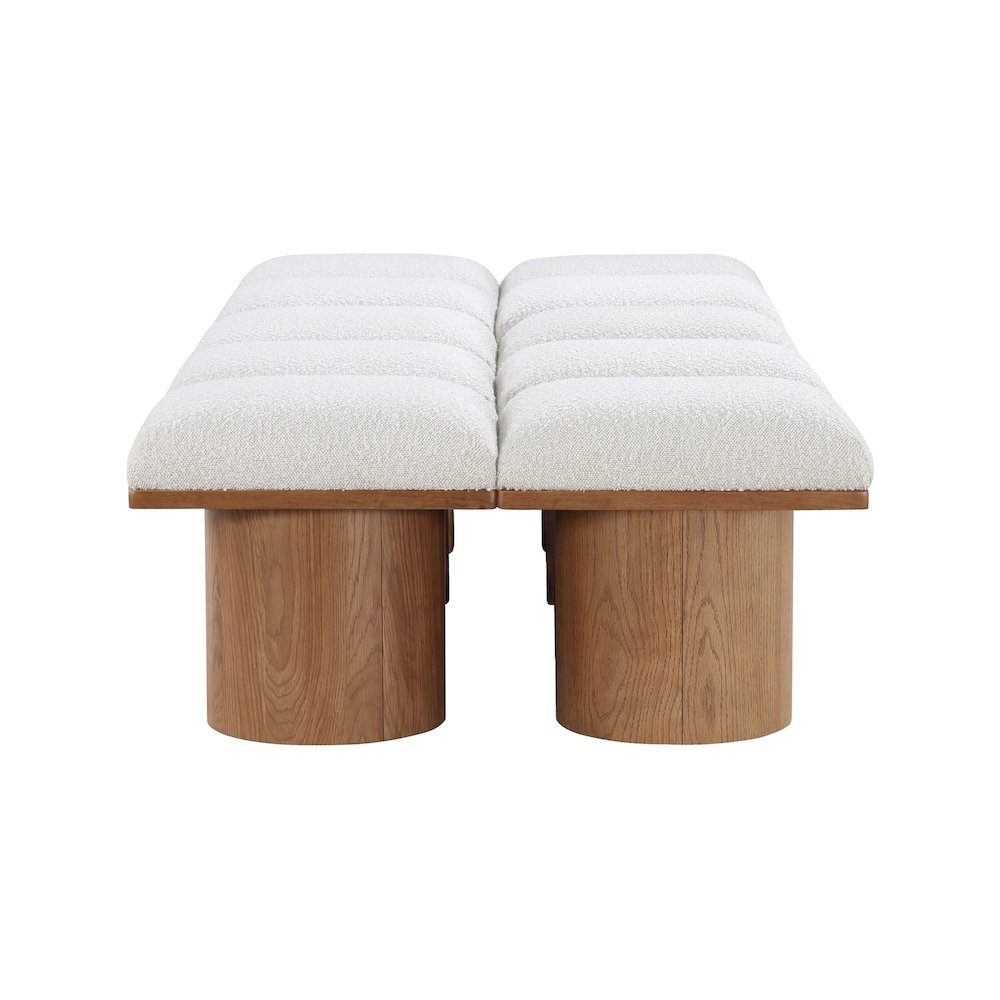 Pavilion Cream Boucle Fabric Bench. Picture 3
