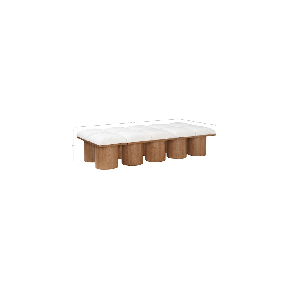 Pavilion Cream Boucle Fabric Bench. Picture 6