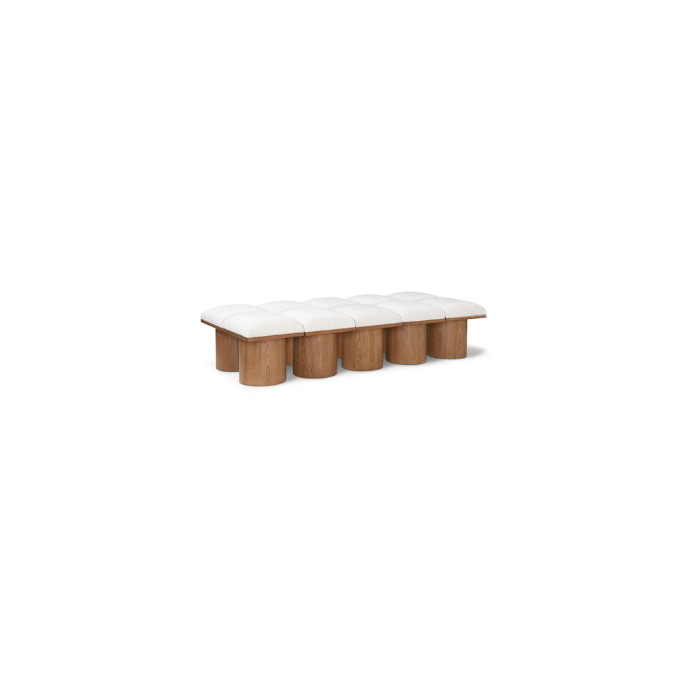 Pavilion Cream Boucle Fabric Bench. Picture 1