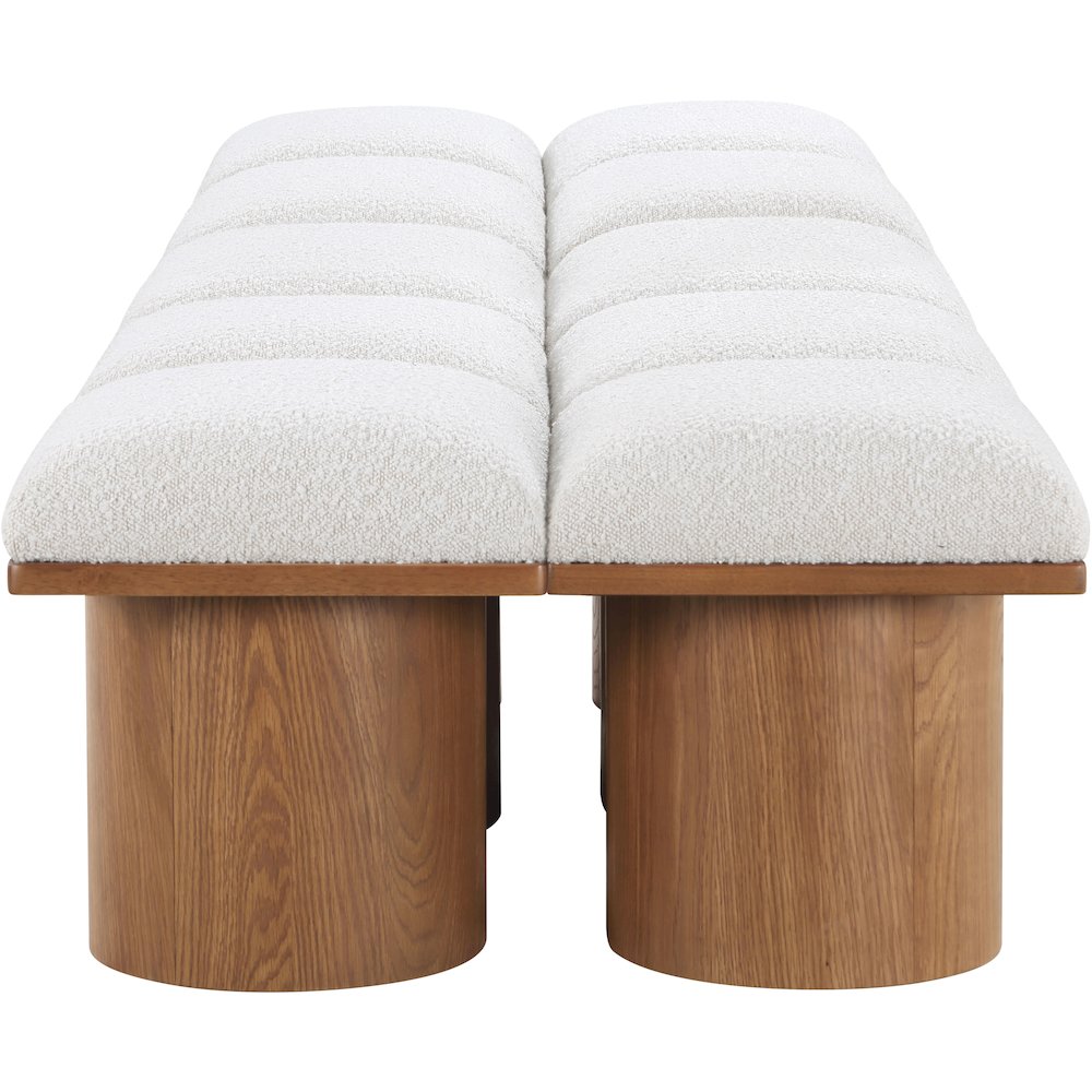 Pavilion Cream Boucle Fabric Bench. Picture 3