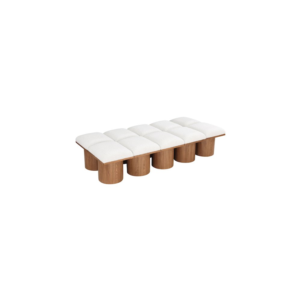 Pavilion Cream Boucle Fabric Bench. Picture 4