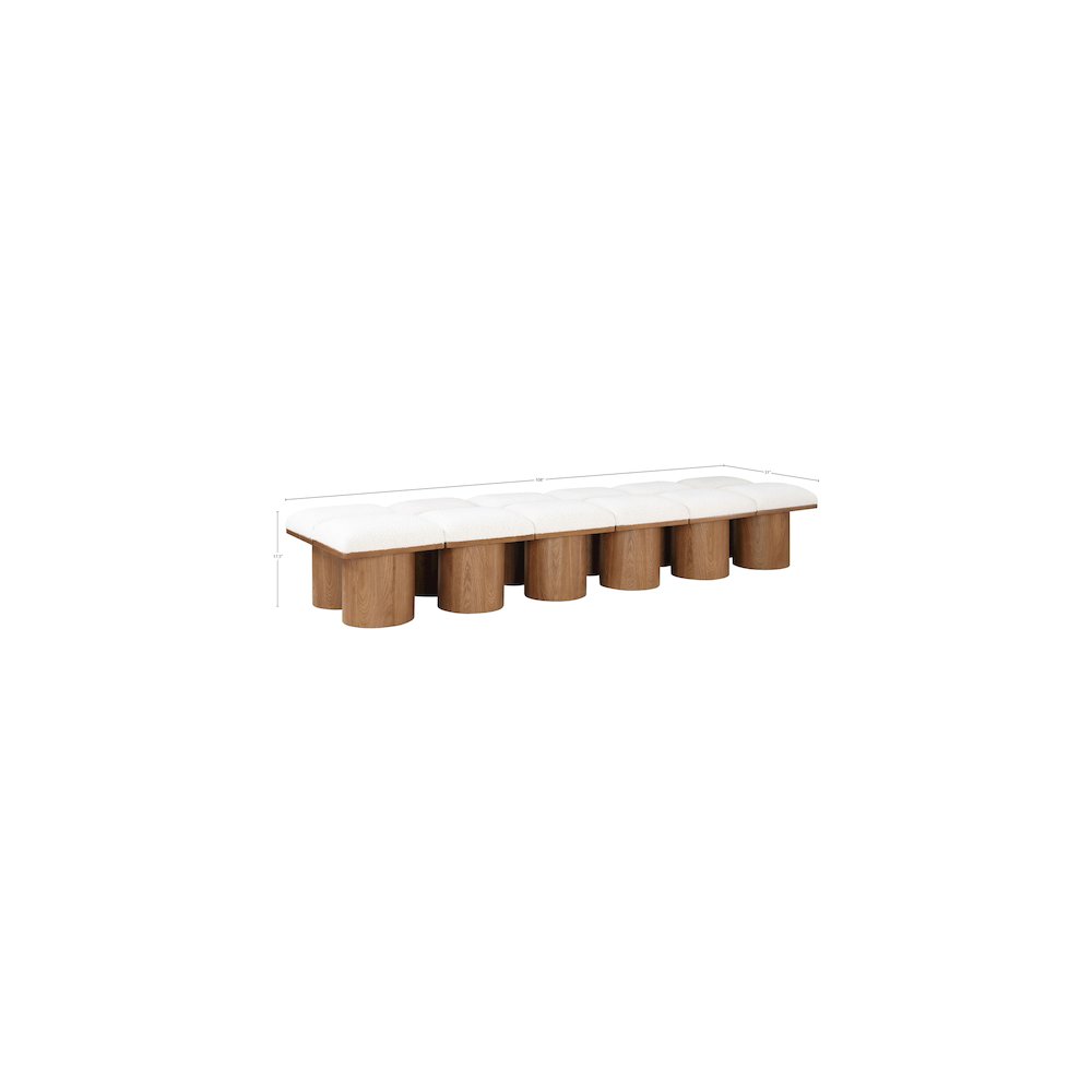 Pavilion Cream Boucle Fabric Bench. Picture 5