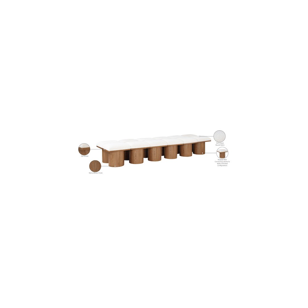 Pavilion Cream Boucle Fabric Bench. Picture 6