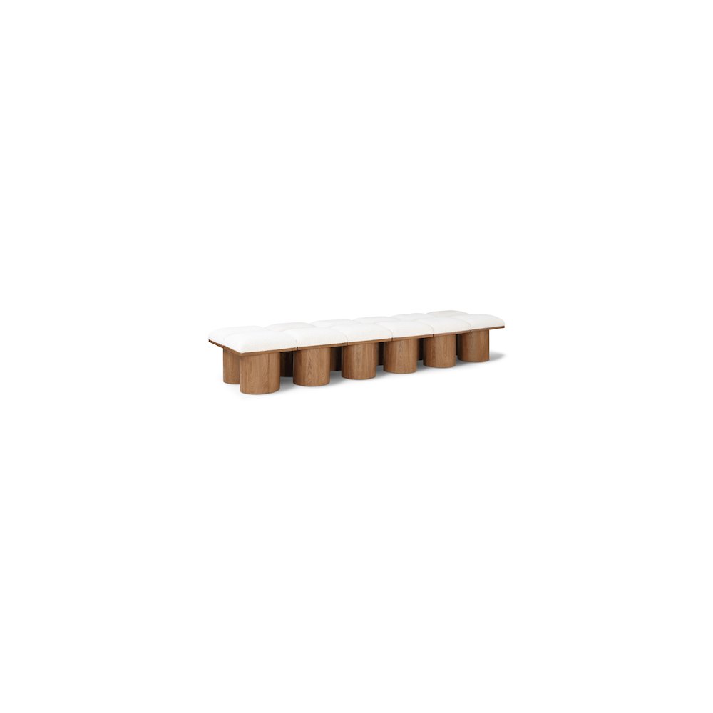Pavilion Cream Boucle Fabric Bench. Picture 1