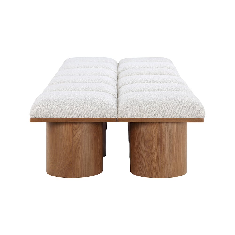 Pavilion Cream Boucle Fabric Bench. Picture 3