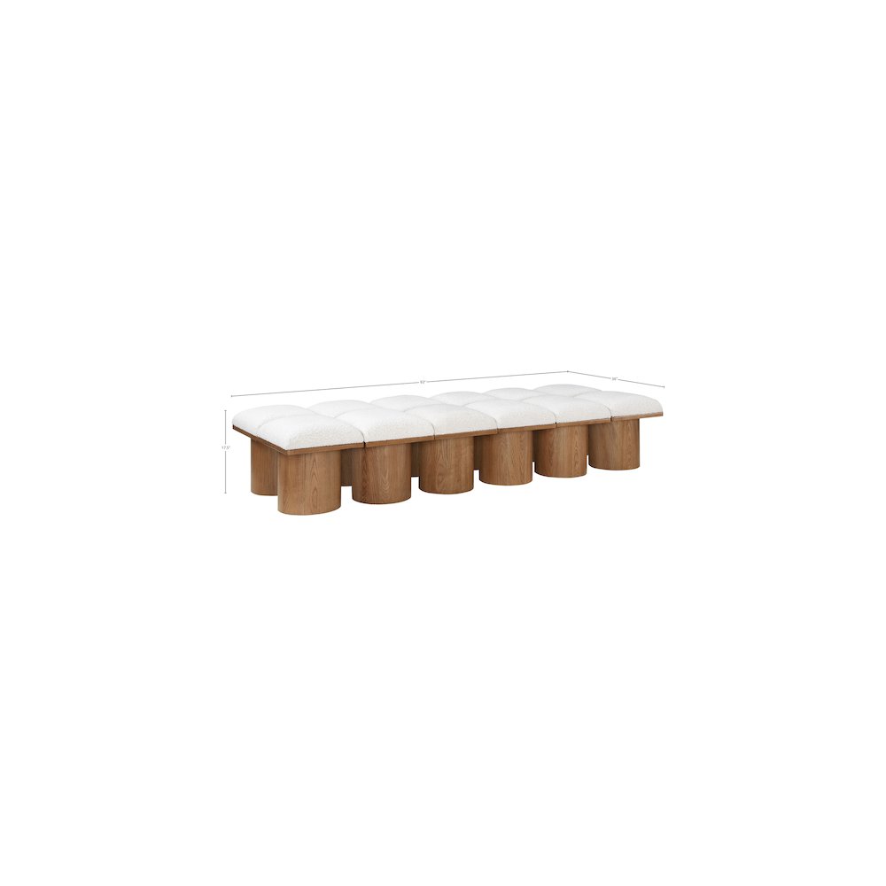 Pavilion Cream Boucle Fabric Bench. Picture 6