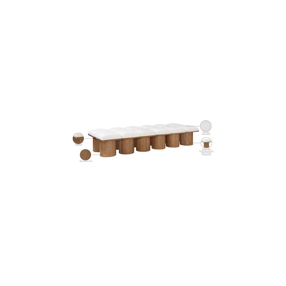 Pavilion Cream Boucle Fabric Bench. Picture 7