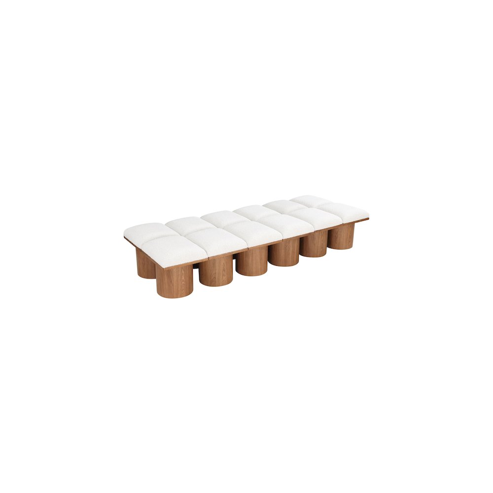 Pavilion Cream Boucle Fabric Bench. Picture 4
