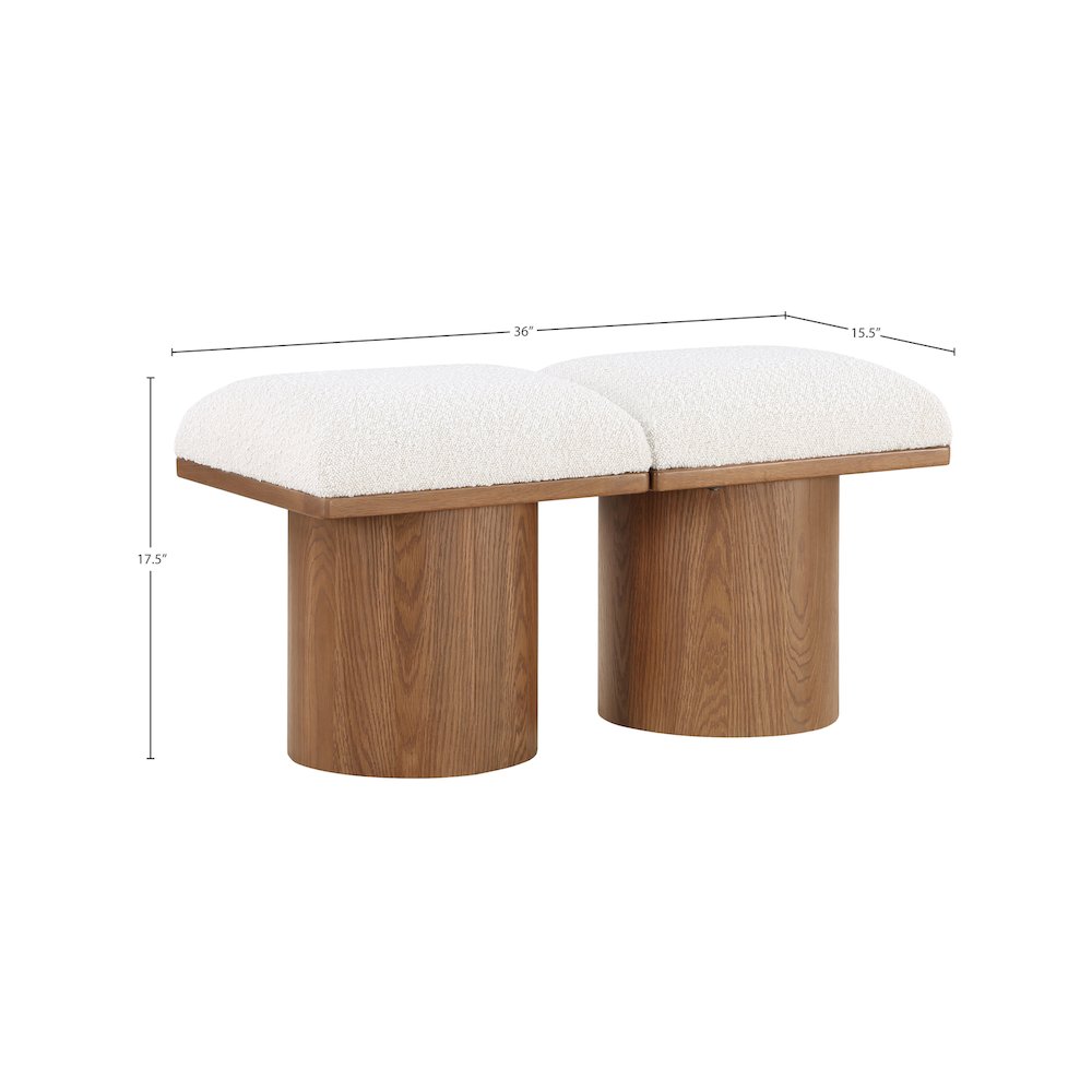 Pavilion Cream Boucle Fabric Bench. Picture 6