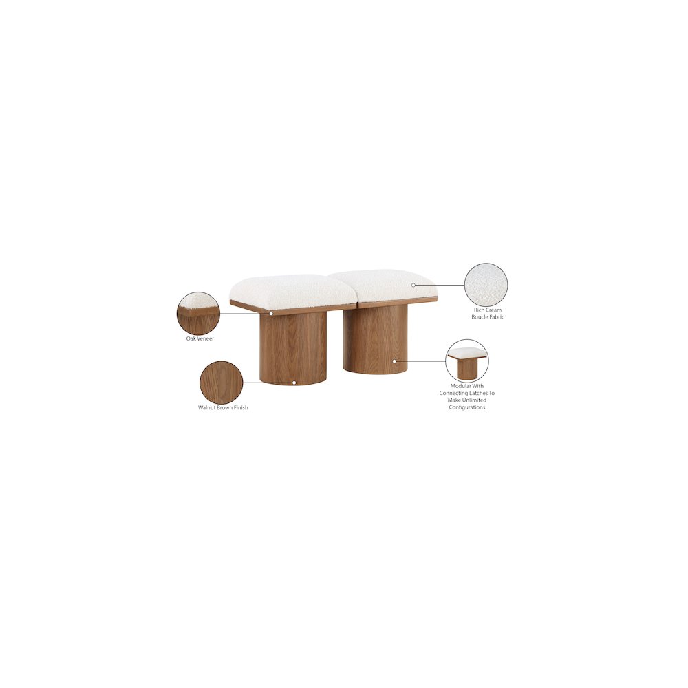 Pavilion Cream Boucle Fabric Bench. Picture 7