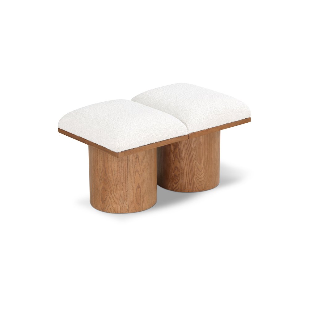 Pavilion Cream Boucle Fabric Bench. Picture 1