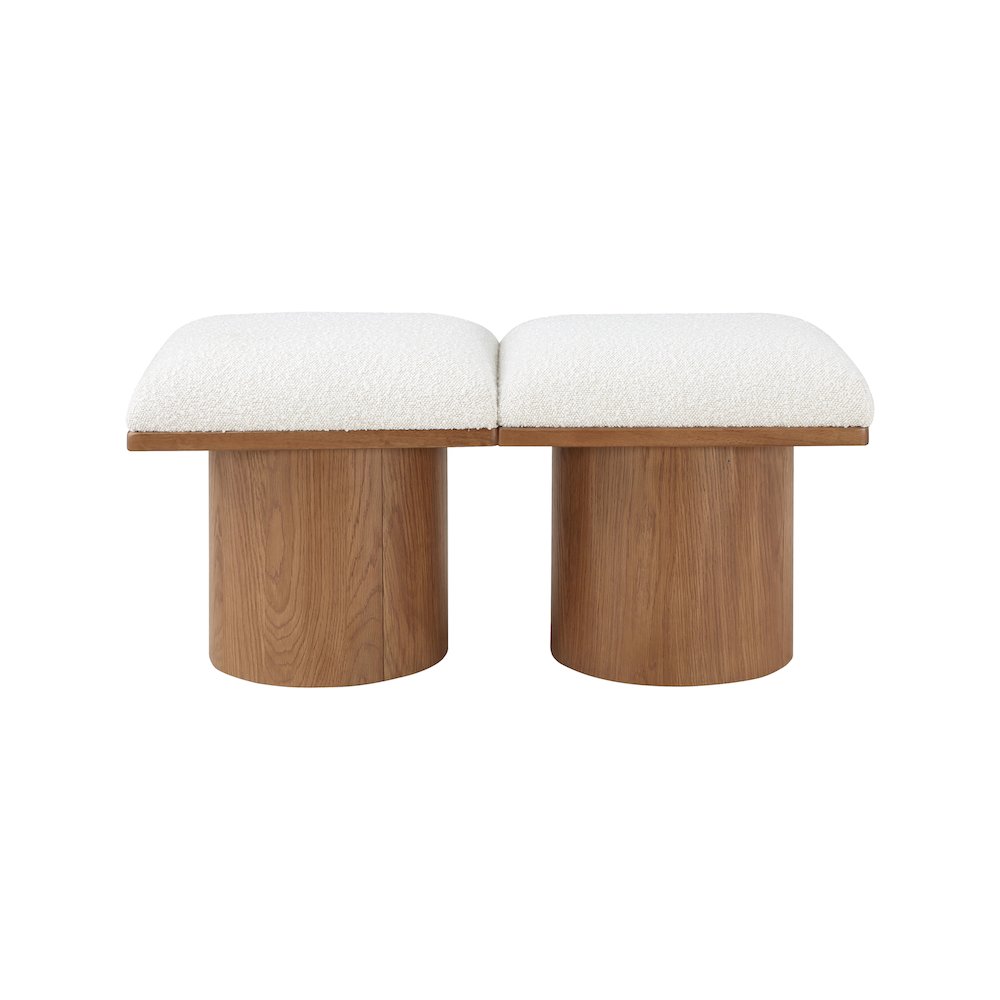 Pavilion Cream Boucle Fabric Bench. Picture 2