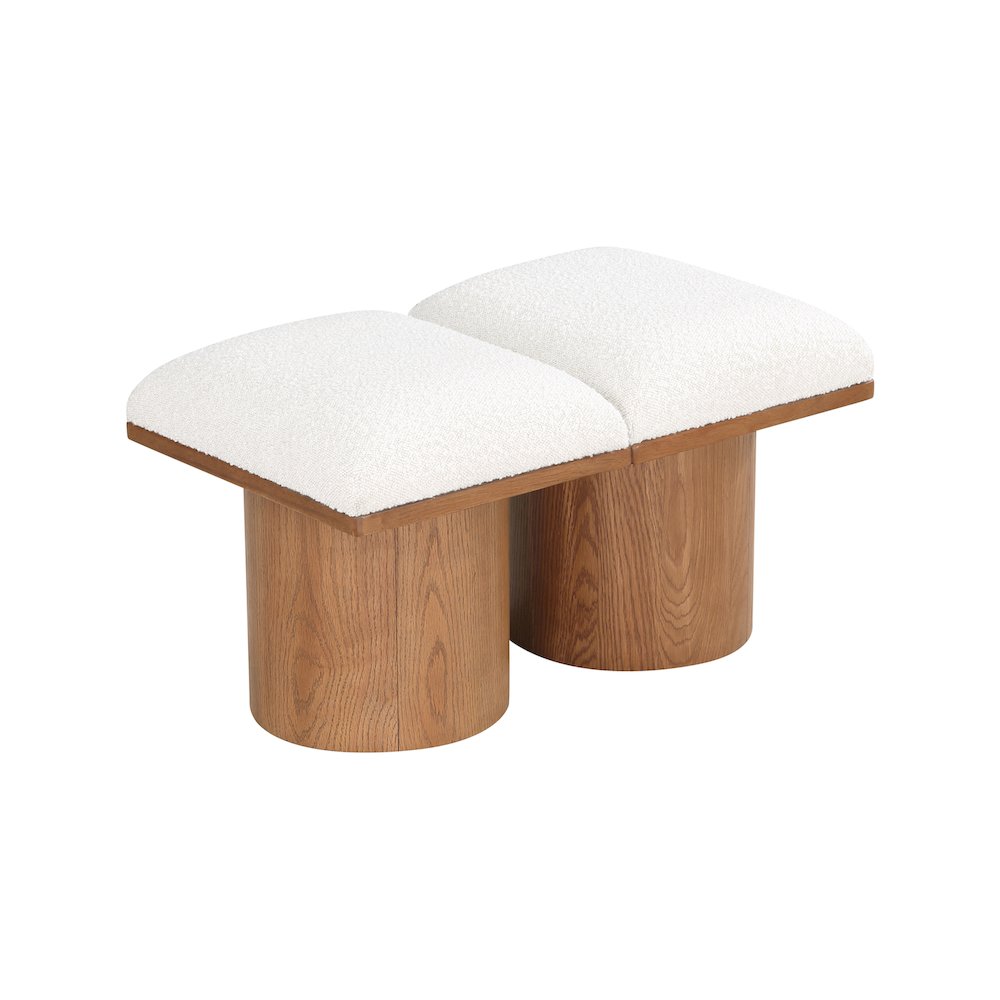 Pavilion Cream Boucle Fabric Bench. Picture 4