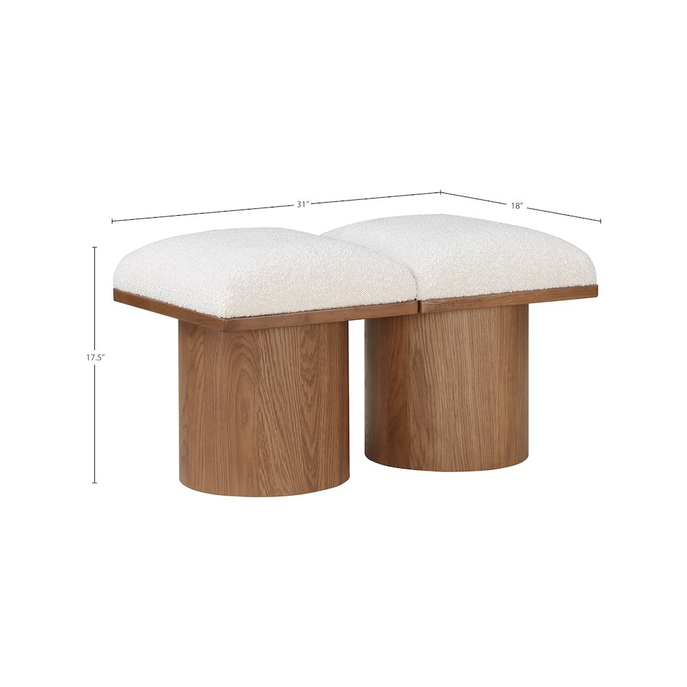 Pavilion Cream Boucle Fabric Bench. Picture 5