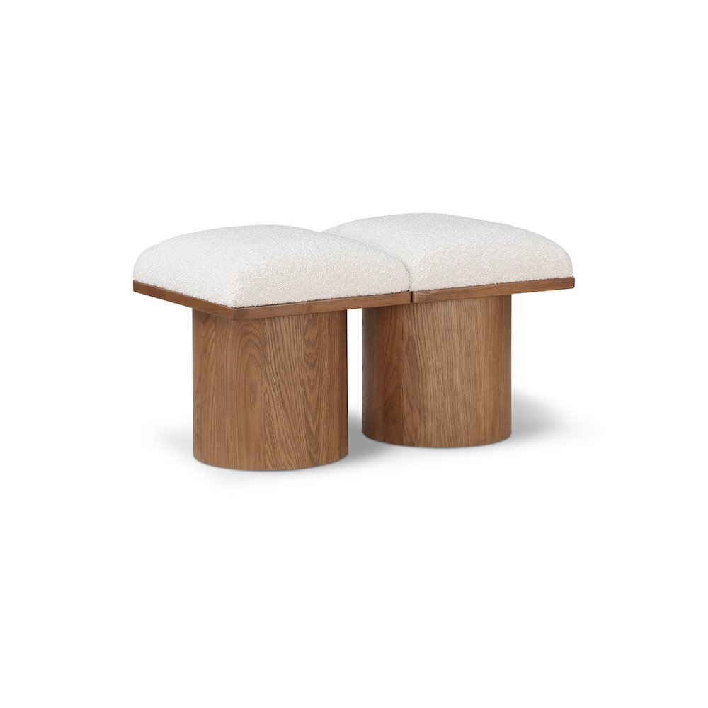 Pavilion Cream Boucle Fabric Bench. Picture 1