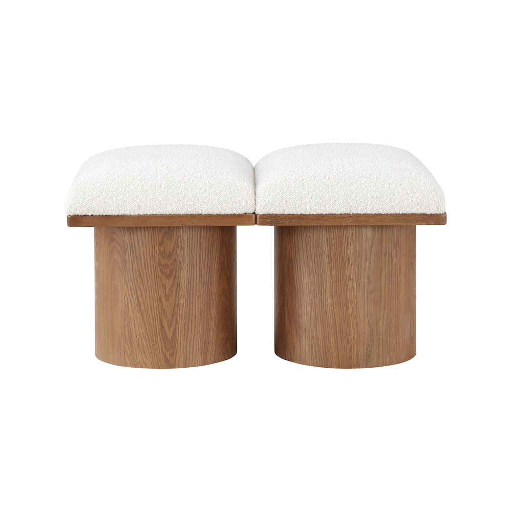 Pavilion Cream Boucle Fabric Bench. Picture 2