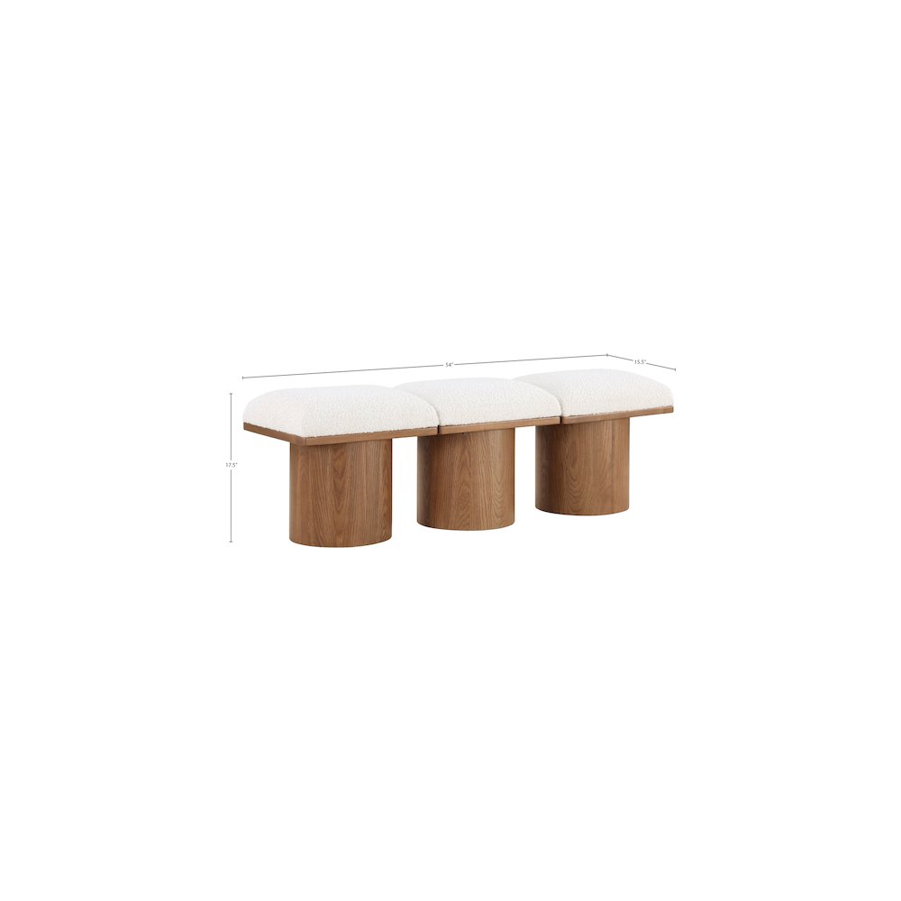 Pavilion Cream Boucle Fabric Bench. Picture 6