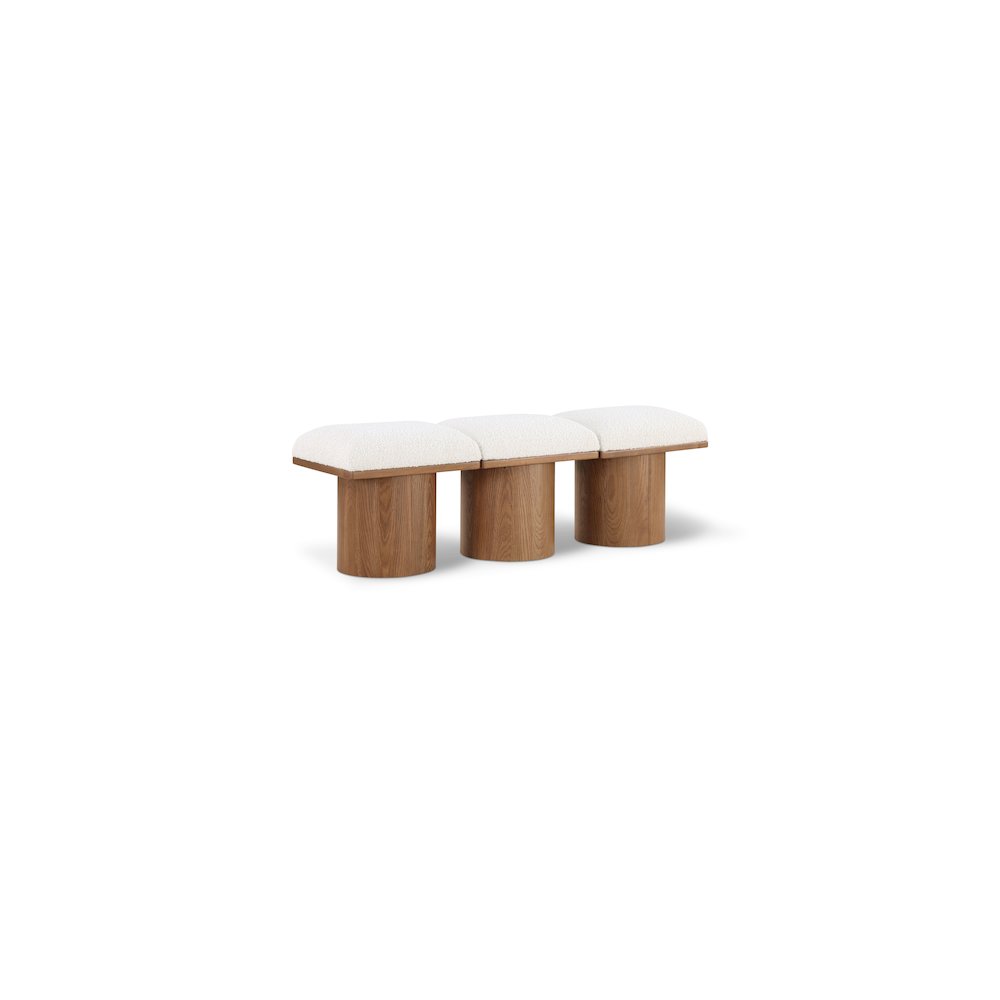 Pavilion Cream Boucle Fabric Bench. Picture 1