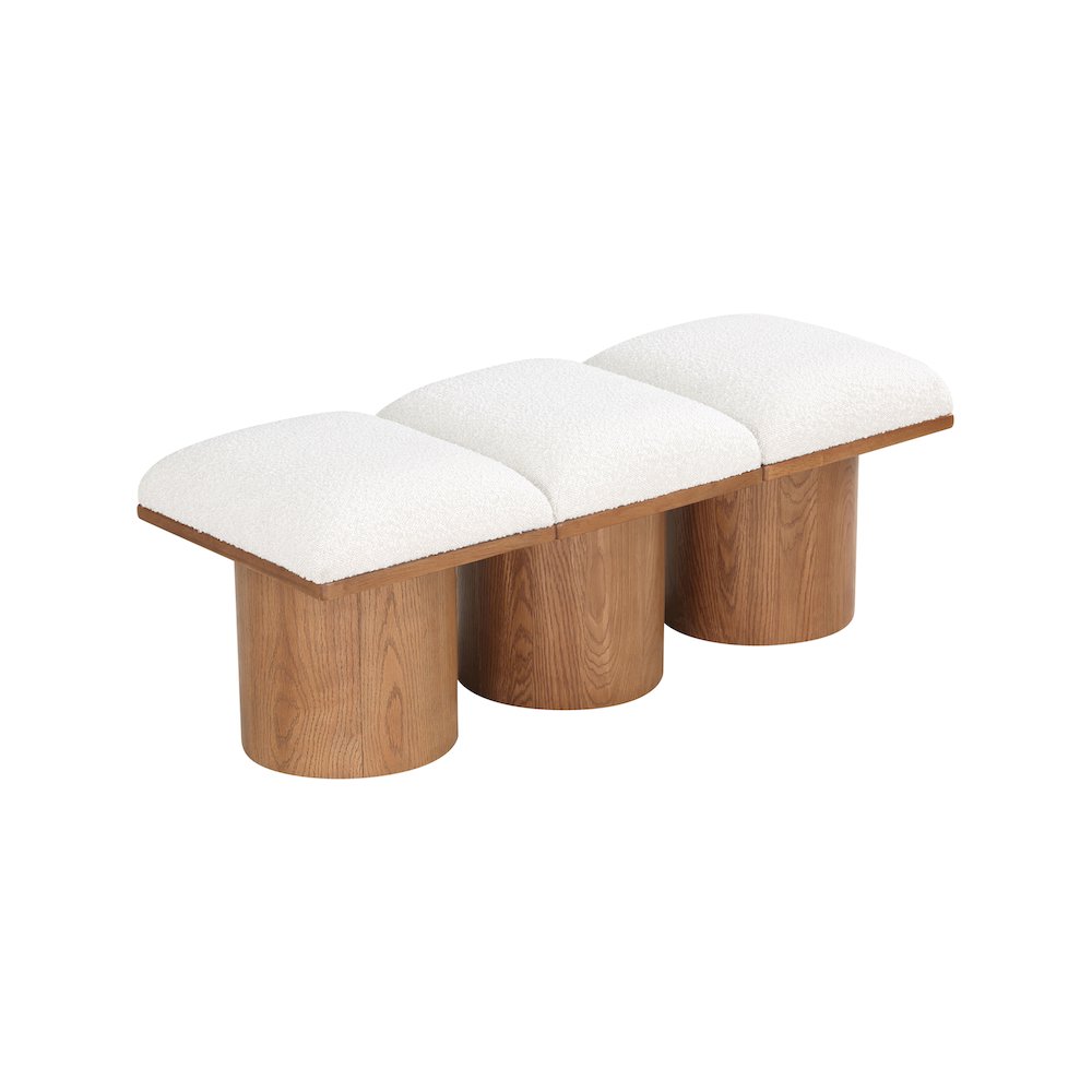 Pavilion Cream Boucle Fabric Bench. Picture 4