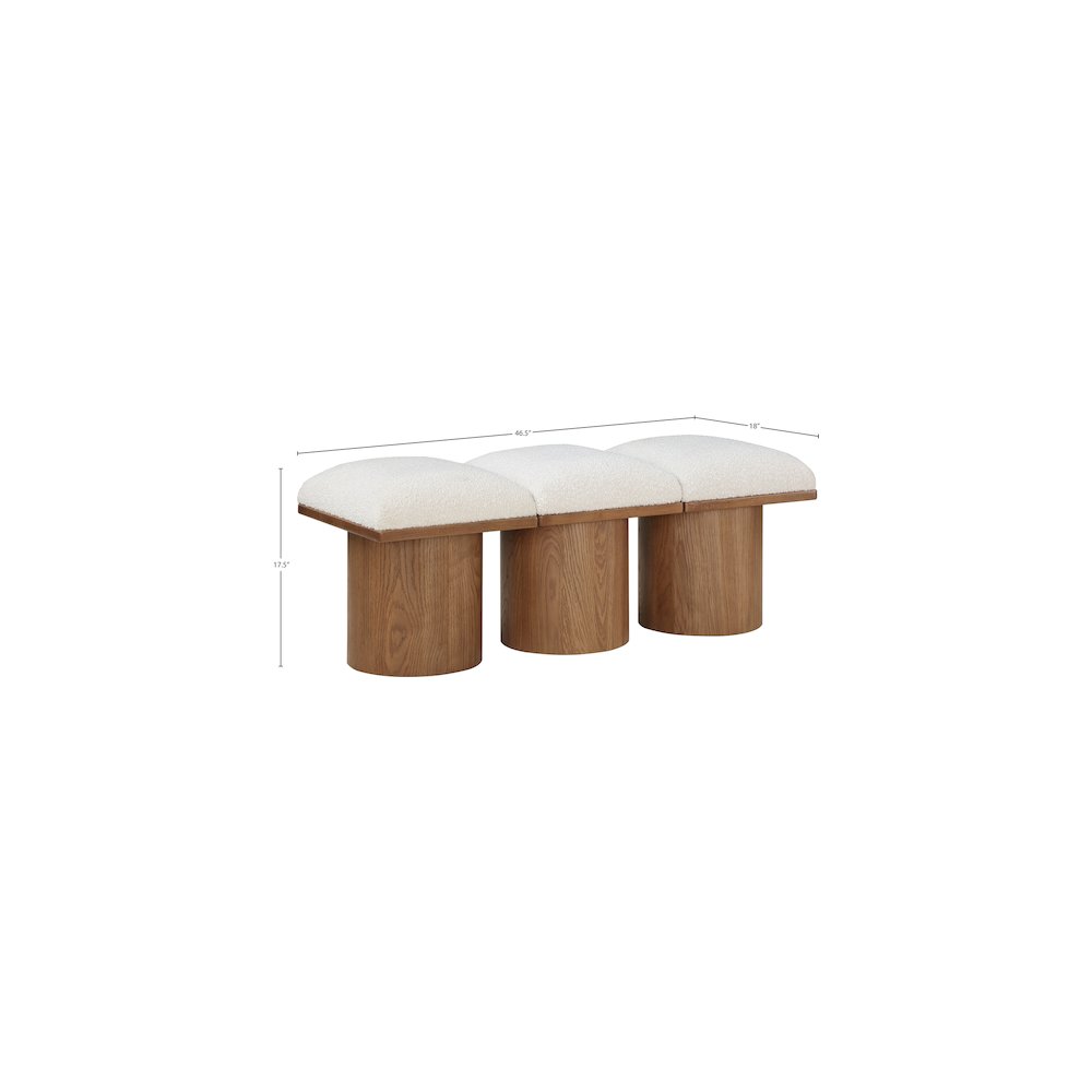 Pavilion Cream Boucle Fabric Bench. Picture 5