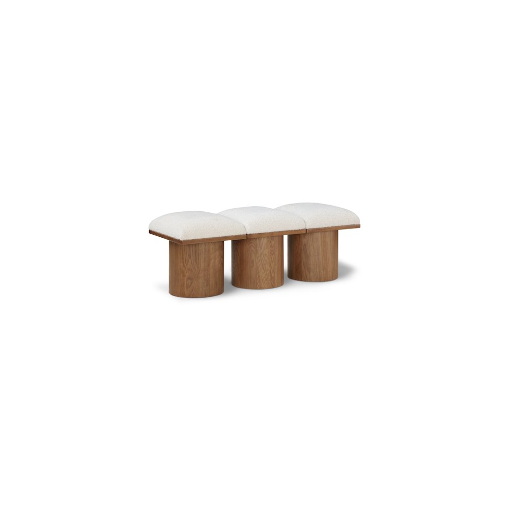Pavilion Cream Boucle Fabric Bench. Picture 1