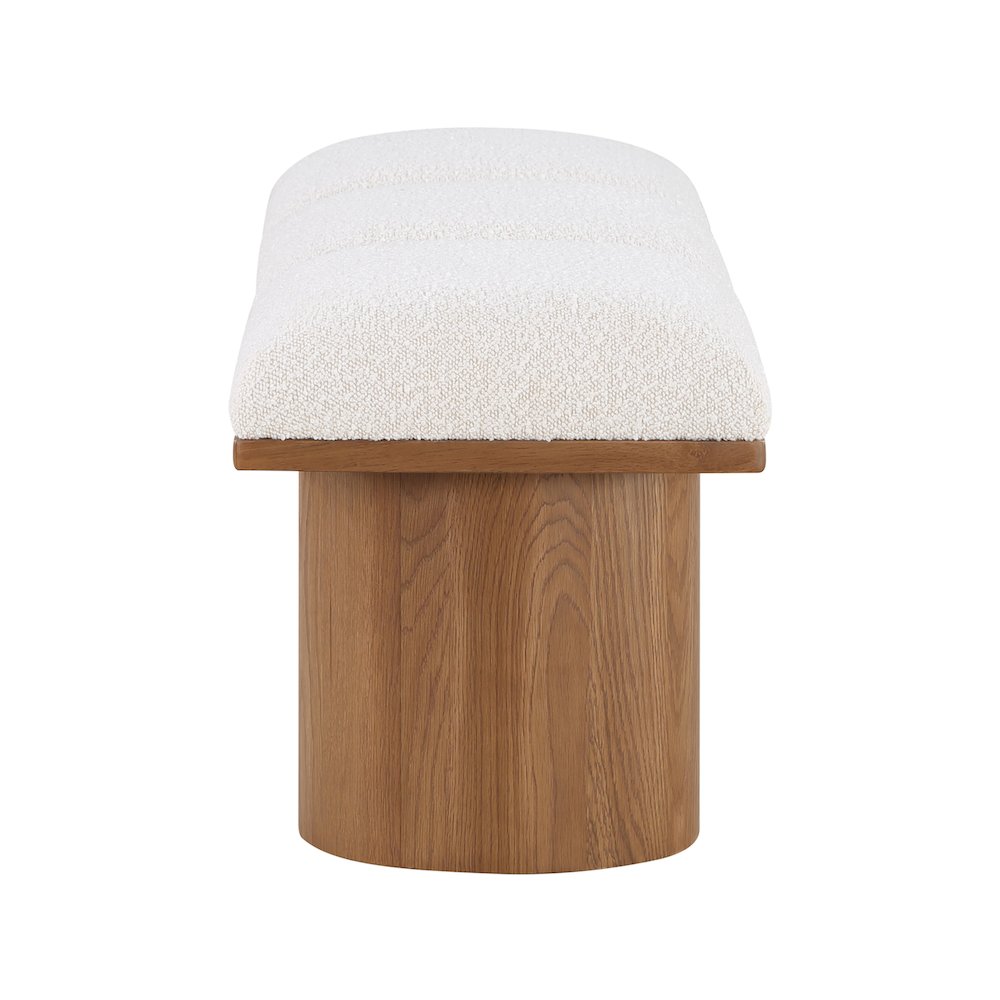 Pavilion Cream Boucle Fabric Bench. Picture 3