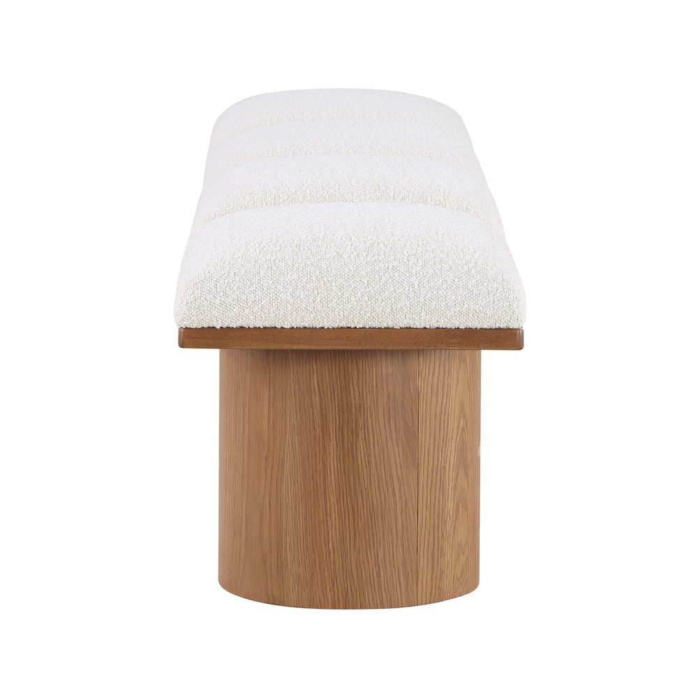 Pavilion Cream Boucle Fabric Bench. Picture 3