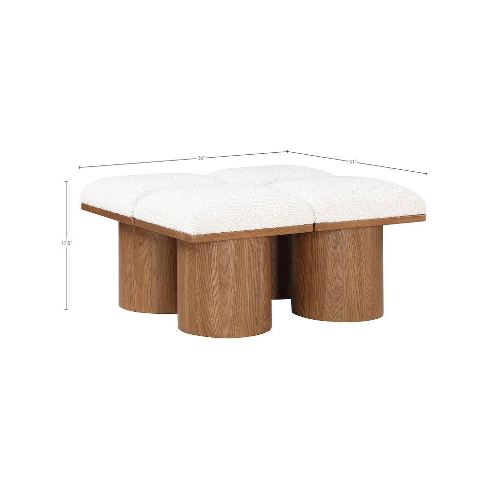 Pavilion Cream Boucle Fabric Bench. Picture 5