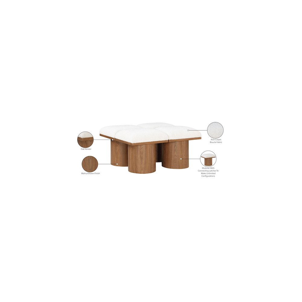 Pavilion Cream Boucle Fabric Bench. Picture 6