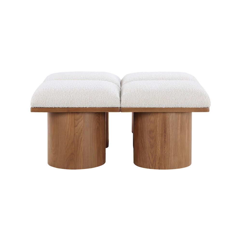 Pavilion Cream Boucle Fabric Bench. Picture 2