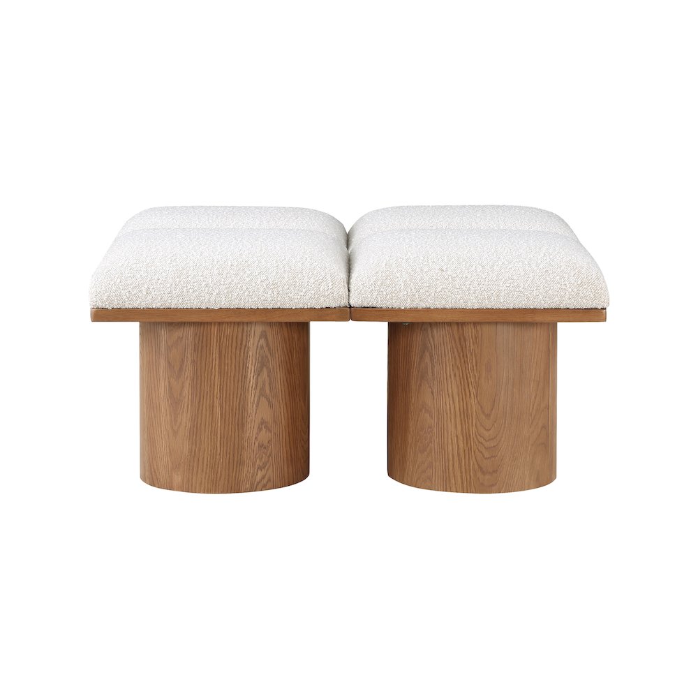 Pavilion Cream Boucle Fabric Bench. Picture 3