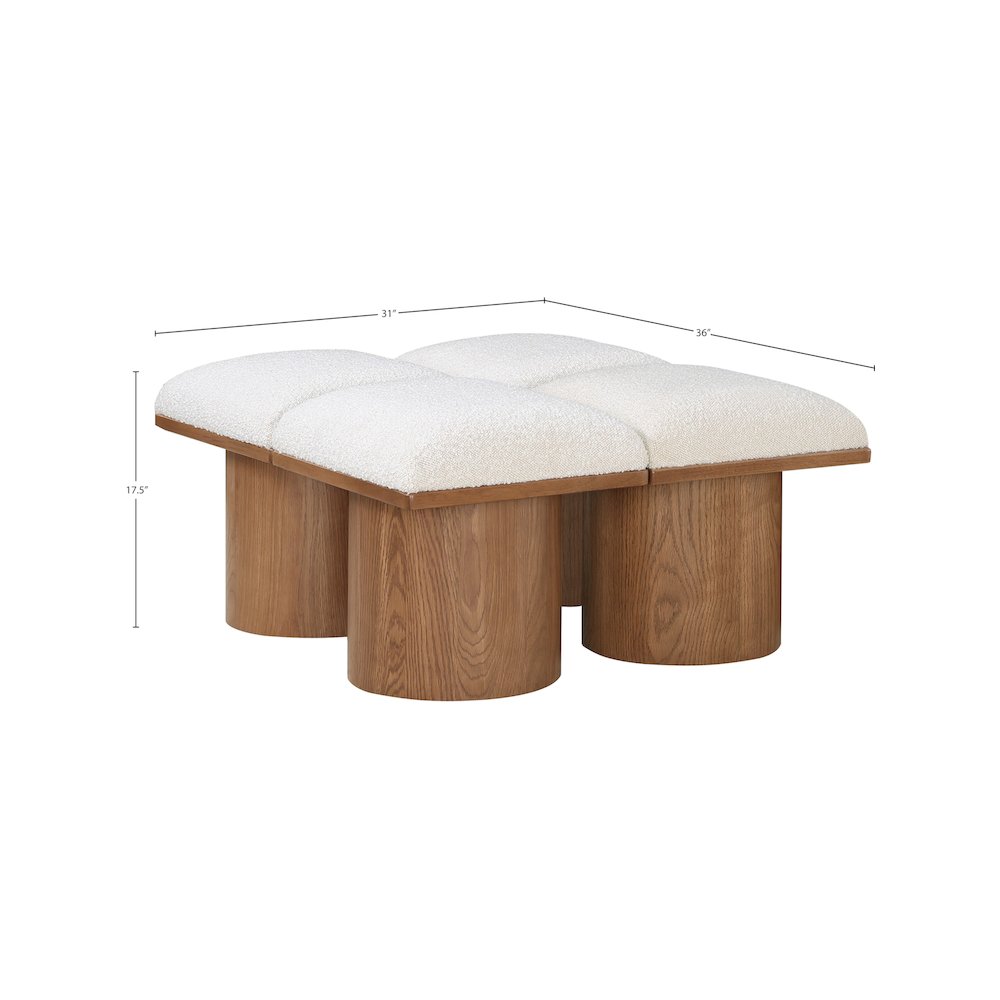 Pavilion Cream Boucle Fabric Bench. Picture 6