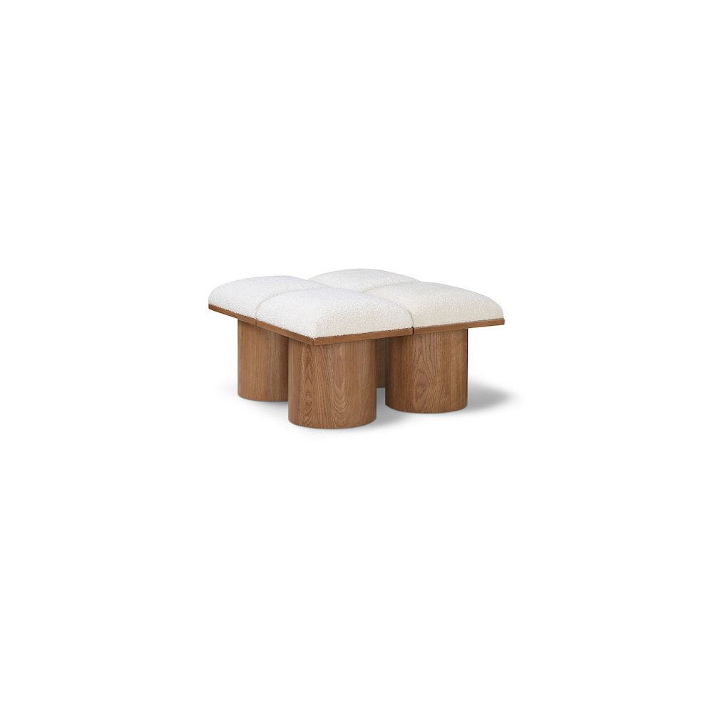 Pavilion Cream Boucle Fabric Bench. Picture 1