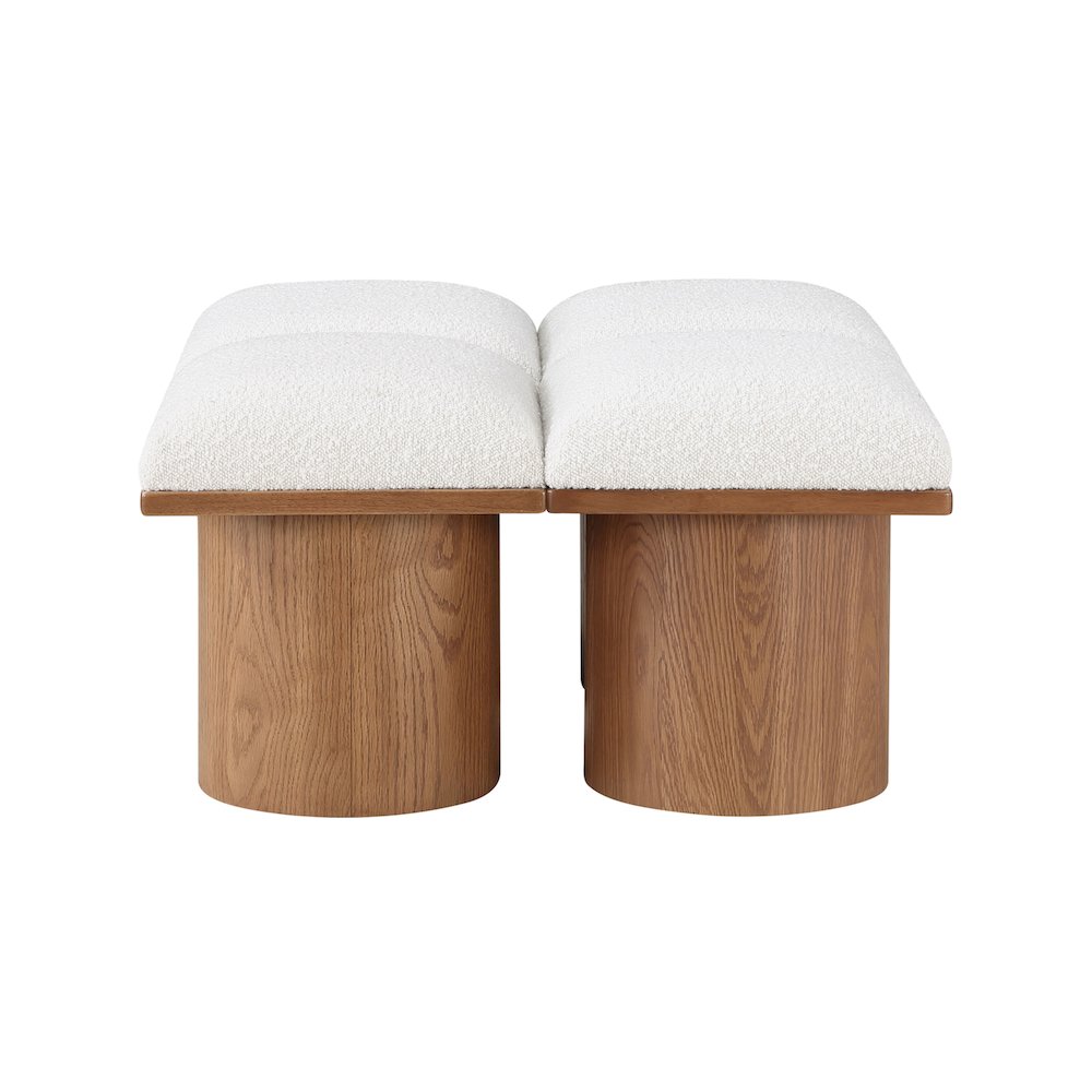 Pavilion Cream Boucle Fabric Bench. Picture 2