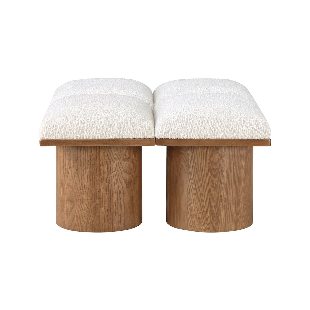 Pavilion Cream Boucle Fabric Bench. Picture 3
