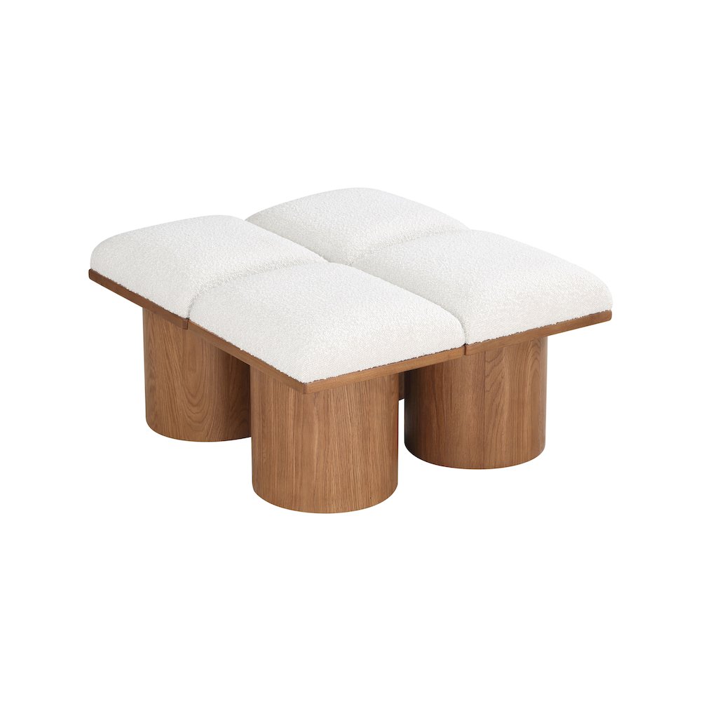 Pavilion Cream Boucle Fabric Bench. Picture 4