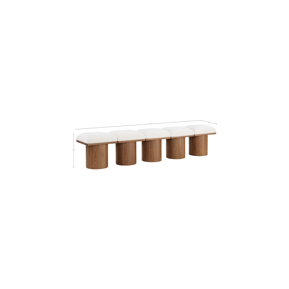 Pavilion Cream Boucle Fabric Bench. Picture 6