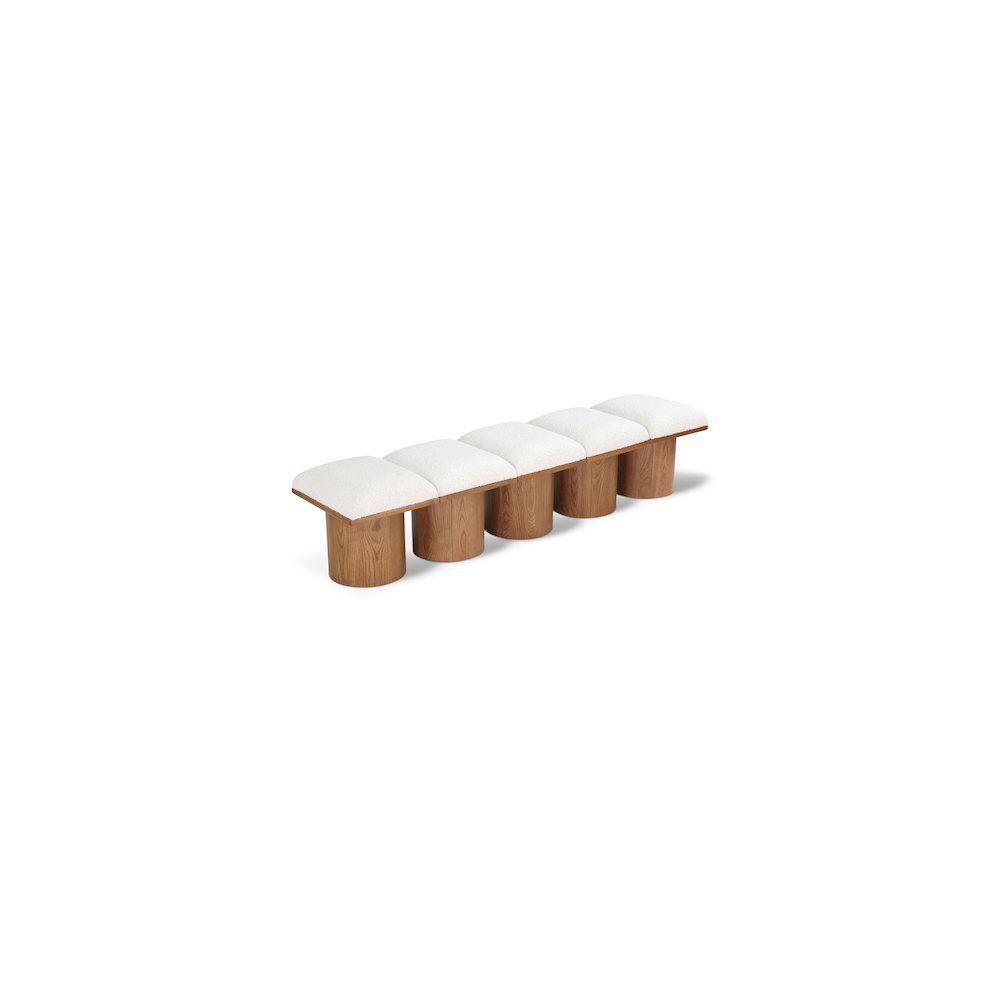 Pavilion Cream Boucle Fabric Bench. Picture 1