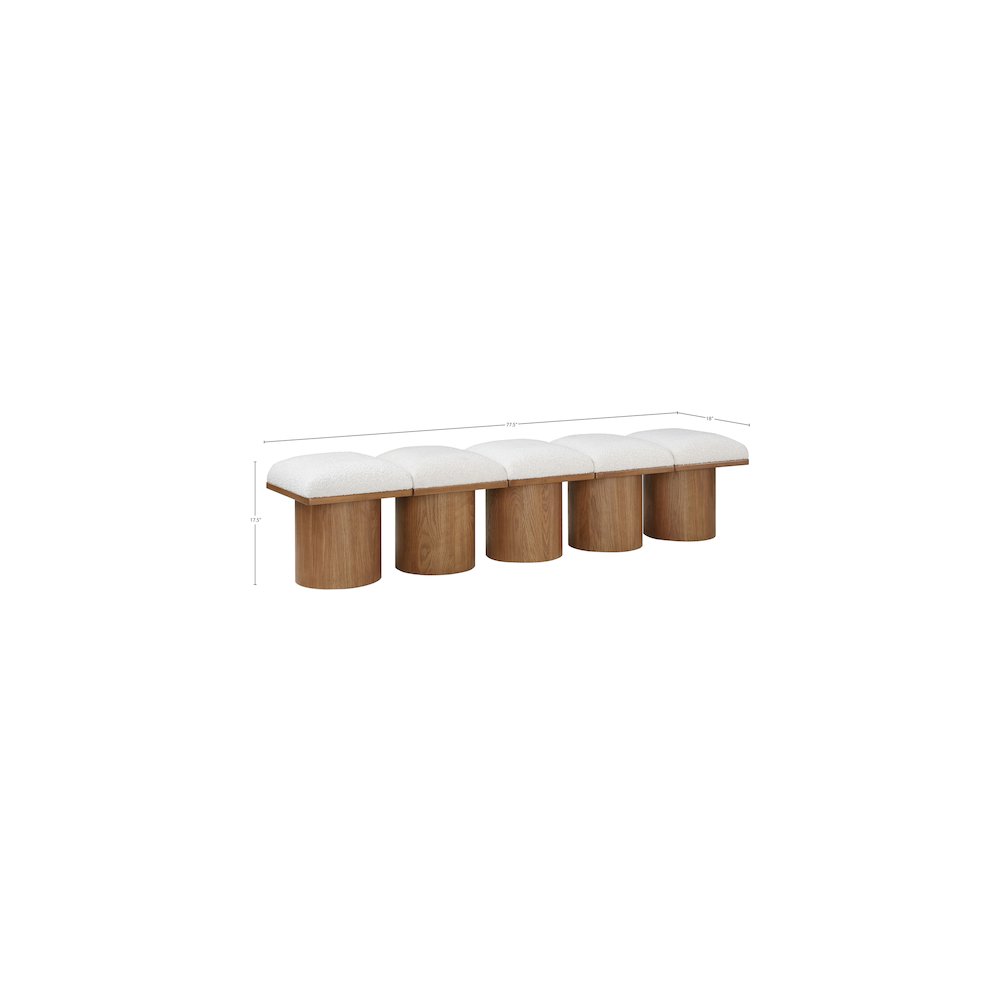 Pavilion Cream Boucle Fabric Bench. Picture 5