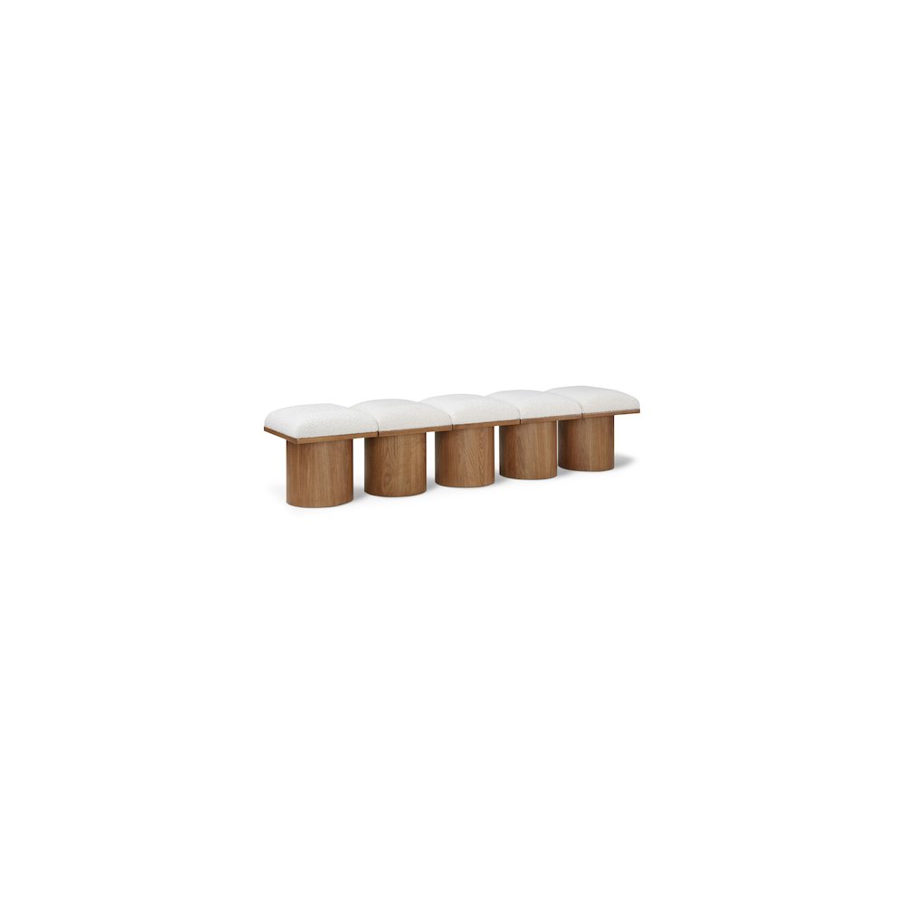 Pavilion Cream Boucle Fabric Bench. Picture 1