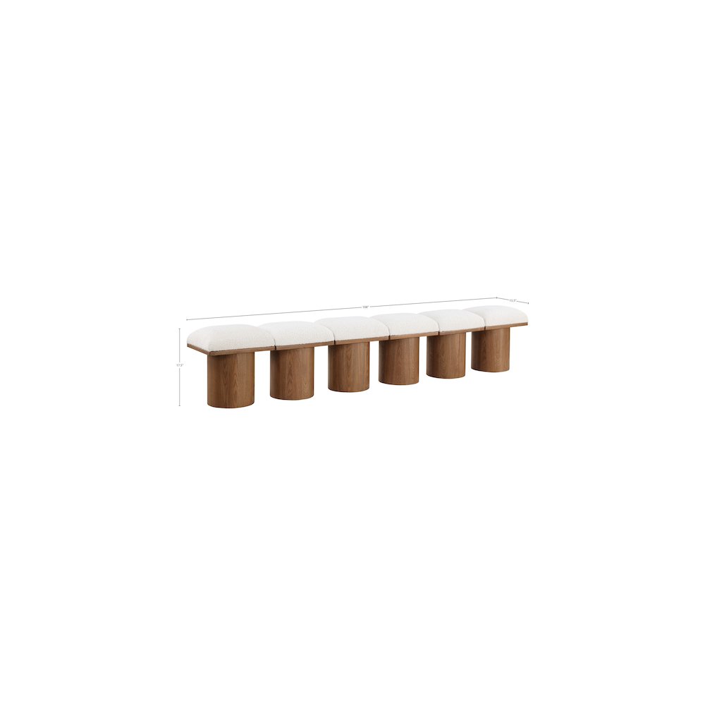Pavilion Cream Boucle Fabric Bench. Picture 6